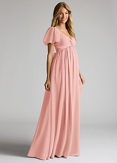 Azazie Madisynn Brautjungfernkleider für Schwangere Schleifen Chiffon Bodenlänge Kleid image3