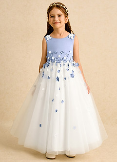 Azazie Eleni Sukienki dla dziewczynek sypiących kwiaty Suknia balowa Ukłon Tiul Długość kostki Sukienka image1
