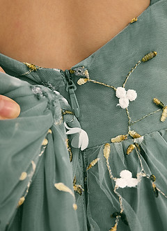 Azazie Bean vestidos de niña de las flores Vestido de Eucalipto de Tul de Princesa con Sin mangas image6