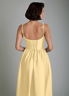 Azazie Mona Brautjungfernkleider A-Linie Korsett Stretch-Satin Kleid Butter image6