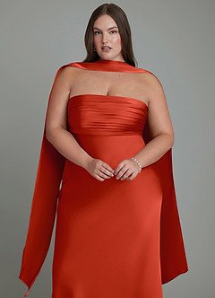 Azazie Saylor Bridesmaid Dresses Rust Mermaid Strapless Stretch Satin Dress image18