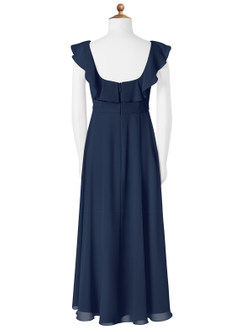 Azazie Jinny Junior Dark Navy A-Line Ruched Chiffon Dress image5