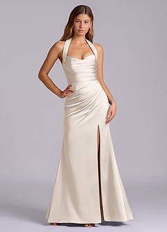 Azazie Destiny Bridesmaid Dresses White Alabaster Mermaid Sweetheart Neckline Stretch Satin Dress image6