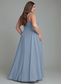 Azazie Shaude Bridesmaid Dresses Dusty Blue A-Line Pleated Chiffon Dress image7