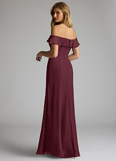 Azazie Sophie Vestidos de damas de honor Vestido de Cabernet de Gasa de Corte en A Convertible con Vestidos sin tirantes image5