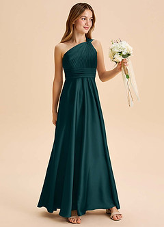 Azazie Charlize Junior Klä av A-Line i Stretch Satin Plisserad image3