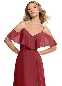 Azazie Jean Bridesmaid Dresses Pomegranate A-Line Chiffon Convertible Dress image6