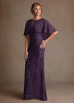 Azazie Amrita Vestidos para mãe da noiva Vestido Ameixa de Chiffon de sereia com Renda image1