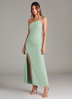 Azazie Eren Jurken voor bruidsmeisjes Jurk van Chiffon met Zeemeermin One-Shoulder Agave image1