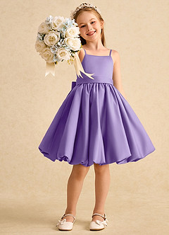 Azazie Davine vestidos de niña de las flores Vestido de Tahití de Satin Mate de Corte En A con Tirante Espagueti image7