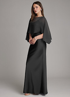 Azazie Ambra Bridesmaid Dresses Black Mermaid Pleated Stretch Satin Dress image6