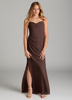 Azazie Mai Junior Ganache Sheath Pleated Chiffon Dress image1