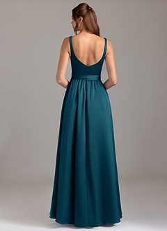 Azazie Elliott Bridesmaid Dresses Ink Blue A-Line with Pockets Stretch Satin Dress image6