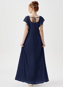 Azazie Bondi Junior A-Linie Seitliche Cut-Outs Gittergewebe Kleid Dunkelmarine image2