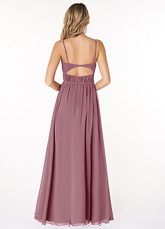 Azazie Yanelie Final Sale Vintage Mauve A-Line Scoop Pleated Chiffon Dress image3