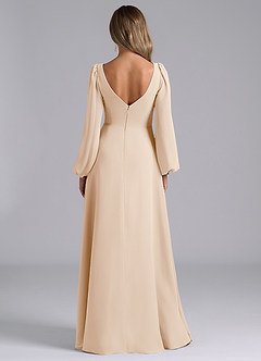 Azazie Omari Bridesmaid Dresses White Alabaster A-Line Long Sleeve Chiffon Dress image6