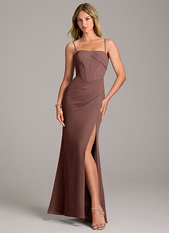 Azazie Chantel Bridesmaid Dresses Espresso Sheath Strapless Chiffon Convertible Dress image5