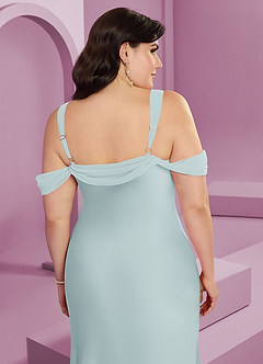 Barbie ♥ Azazie Bridesmaid Dresses Mist Sheath Pleated Stretch Satin Dress image2