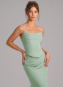 Azazie Sorrel Prova i vestiti a casa Abito Sirena in Chiffon Corsetto Agave image8