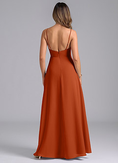 Azazie Sarella Bridesmaid Dresses Burnt Orange A-Line with Pockets Chiffon Dress image2