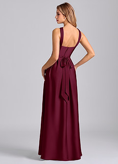 Azazie Dixie Bridesmaid Dresses Mulberry A-Line Pleated Stretch Satin Dress image5