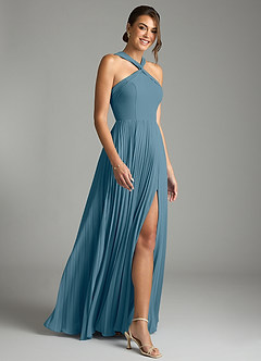 Azazie Afra Robes de demoiselle d'honneur Robe Trapèze en Mousseline de soie Plissée Bermude image3