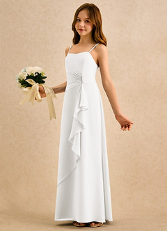 Azazie lolly Girls Formal Sukienki dla dziewczynek sypiących kwiaty Linia A Pofałdowany Szyfon Długość podłogi Sukienka image1