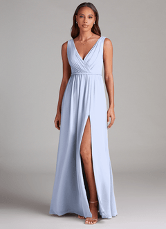 Azazie Tanicia Bridesmaid Dresses Ice A-Line Pleated Chiffon Dress image1