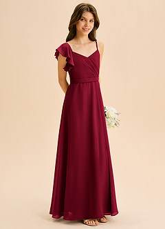 Azazie Kelsea Junior Klä av A-Line i Chiffong Rynkad image5