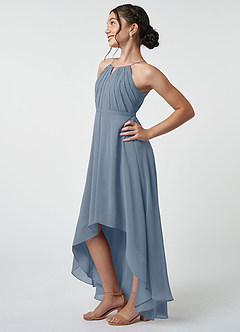 Azazie Oaklynn Junior Vestido de Crepúsculo de Gasa de Corte En A con Plisado image4