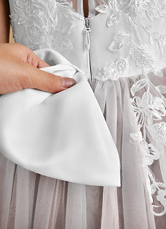 Azazie Bitsy Flower Girl Dresses Ivory Dusty Rose A-Line Lace Tulle Dress image7