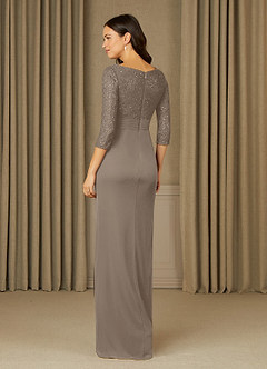 Azazie Macie Mother of the Bride Dresses Taupe Sheath Scoop Sequins Lace Dress image4