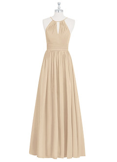 Azazie Cherish Robes de demoiselle d'honneur Robe Trapèze en Mousseline de soie Plissée Champagne image6