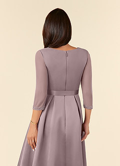 Azazie Maritza Kleider für die Brautmutter A-Linie Plissee Matte Satin Kleid Dämmerung image9