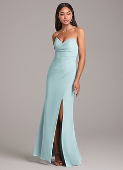 Azazie Yola Bridesmaid Dresses Mist Sheath Pleated Chiffon Convertible Dress image3