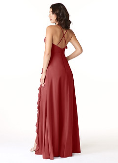 Azazie Tarni Bridesmaid Dresses Rust A-Line Chiffon Dress image2