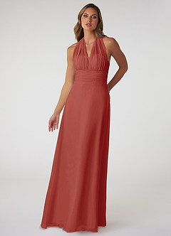 Azazie Fifi Bridesmaid Dresses Terracotta A-Line Strapless Chiffon Convertible Dress image2