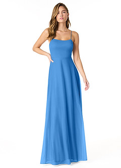 Azazie Rae Bridesmaid Dresses Blue Jay A-Line Bow Mesh Dress image1
