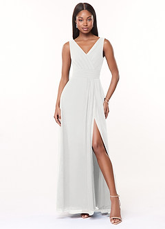 Azazie Karina Bridesmaid Dresses White A-Line Pleated Chiffon Dress image1