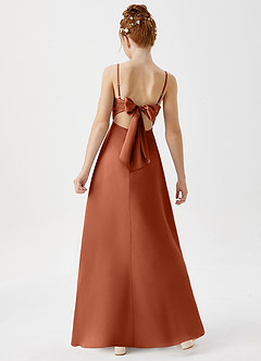 Azazie Shale Junior Cedar Rose A-Line Stretch Satin Dress image3