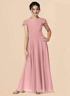Azazie Payton Dusty Rose A-Line Bow Chiffon Dress image1