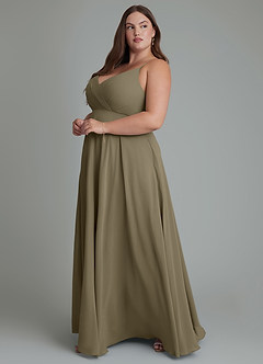 Azazie Amani Brautjungfernkleider A-Linie Plissee Chiffon Kleid Weidengrün image11