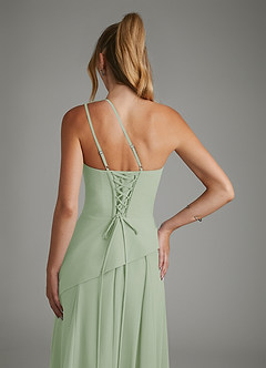 Azazie Holly Bridesmaid Dresses Dusty Sage A-Line Corset Chiffon Dress image8