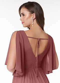 Azazie Temeka Abiti da Damigella Abito A-Line in Chiffon Increspato Ametista image5