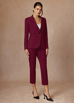 front Kennedy Burgundy Structured Stretch Dress Pants
