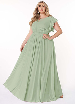 Azazie Daphne vestidos de dama de honor modestos Vestido de Corte en A Volantes Hasta el suelo Gasa image7