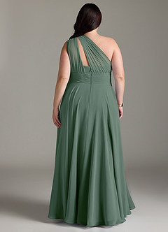 Azazie Charlize Bridesmaid Dresses Eucalyptus A-Line One Shoulder Chiffon Dress image8