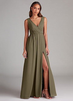 Azazie Tanicia Bridesmaid Dresses Willow Green A-Line Pleated Chiffon Dress image4