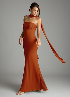 Azazie Saylor Vestidos de damas de honor Vestido de Pimenton de Gasa de Corte Sirena con Sin tirantes image8
