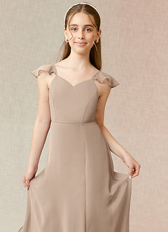 Azazie Everett Junior Vestido Cinza de Chiffon de Linha A image5